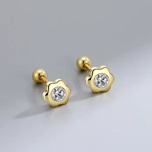 14k Gold Nose Pins With Moissanite