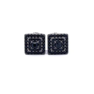 ATRACTIVO 925 SILVER CZ BLACK ICED OUT EARRINGS