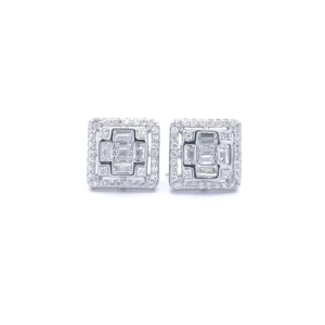 FAELAN 925 SILVER CZ RHODIUM ICED OUT EARRINGS