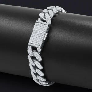 MONEYED 12MM 925 Silver MOISSANITE CUBAN BRACELET