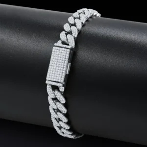 MAVIN 4.69 CTW 10 MM RHODIUM 925 SILVER MOISSANITE ICED OUT BRACELET