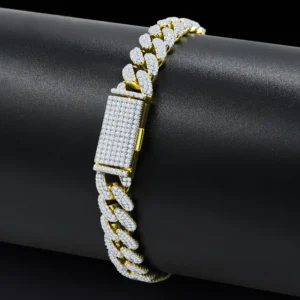 MAVIN 4.69 CTW 10 MM RHODIUM 925 SILVER MOISSANITE ICED OUT BRACELET