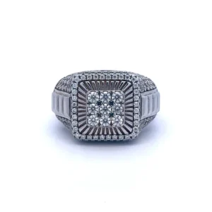 ELVA 2.03 CTW 925 MOISSANITE RHODIUM ICED OUT RING