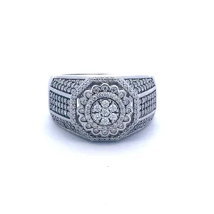 YRIS 1.17 CTW 925 MOISSANITE RHODIUM ICED OUT RING