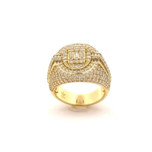 SERENZO 925 MOISSANITE MENS YELLOW GOLD ICED OUT RING