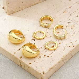 Dainty 14K Gold Plated Huggie Hoop Earrings Set – Trendy & Lightweight