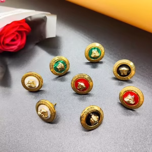 18K Gold Plated Designer Round Stud Earrings – Luxury Inspired
